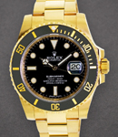 Submariner 40mm in Yellow Gold with Black Engraved Bezel on Bracelet with Black Dial