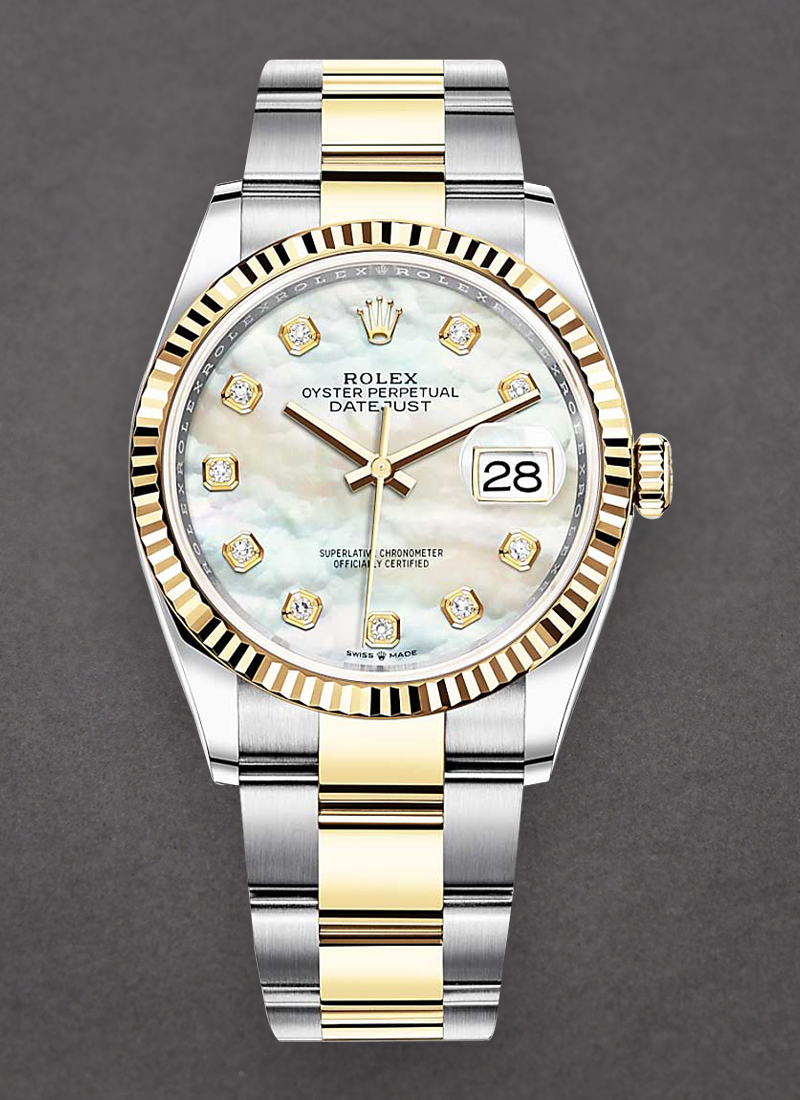 Pre-Owned Rolex Datejust 36mm in Steel with Yellow Gold Fluted Bezel