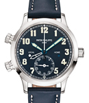 Ladies Pilot Calatrava in White Gold on Blue Calfskin Leather Strap with Blue Dial
