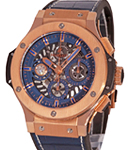 Big Bang Aero Crown of Light in Rose Gold & Titanium - Limited edition to 52 pieces on Blue Rubber Strap with Blue Skeleton Dial