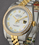 Datejust 36mm in Steel with Yellow Gold Diamond Bezel on Jubilee Bracelet with MOP Roman Dial