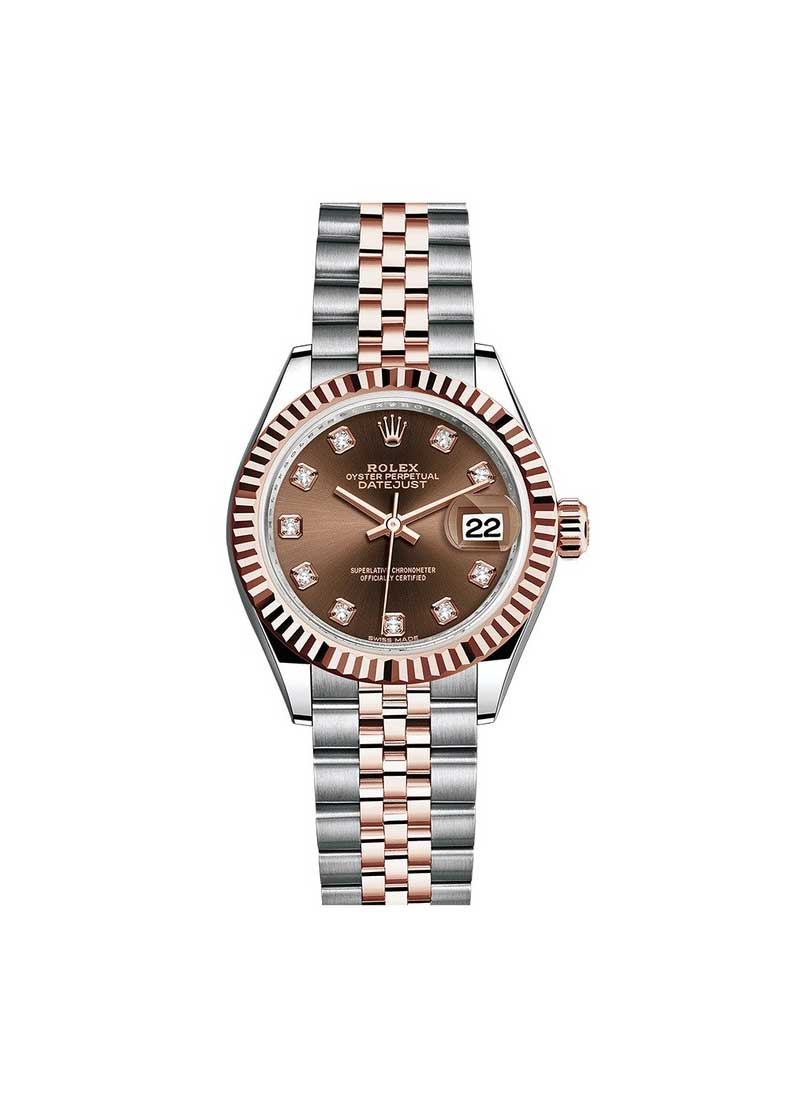 Pre-Owned Rolex Lady's 2-Tone Datejust 26mm in Steel with Rose Gold Fluted Bezel