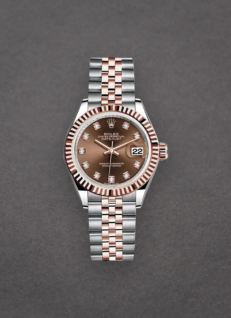 Pre-Owned Rolex Lady's 2-Tone Datejust 26mm in Steel with Rose Gold Fluted Bezel