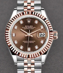 Lady's 2-Tone Datejust 26mm in Steel with Rose Gold Fluted Bezel on Jubilee Bracelet with Chocolate Diamond Dial