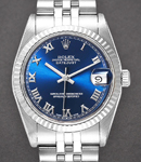 Datejust 31mm in Steel with Fluted Bezel on Jubilee Bracelet in Blue Roman Dial