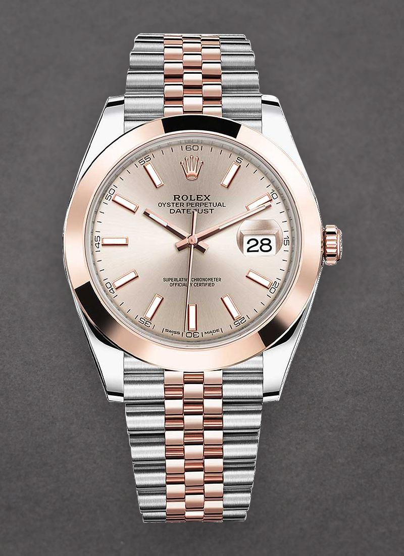 Pre-Owned Rolex Datejust 41mm in Steel with Rose Gold Smooth Bezel