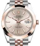 Datejust 41mm in Steel with Rose Gold Smooth Bezel on Jubilee Bracelet with Sundust Index Dial