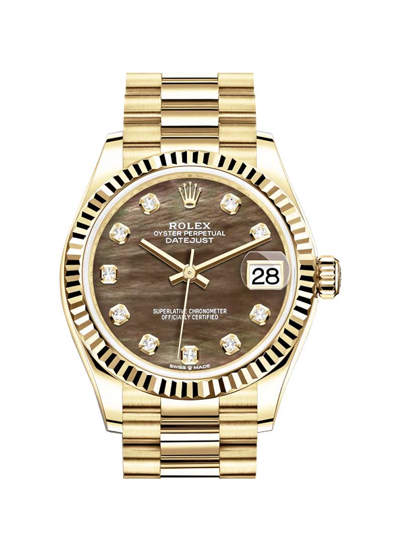 Rolex Unworn President 31mm Mid Size in Yellow Gold with Fluted Bezel