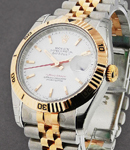 Men's Datejust 2-Tone 36mm with Turn-O-Graph Bezel on Jubilee Bracelet with White Stick Dial