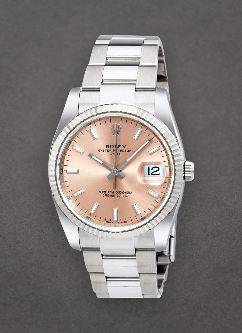 Pre-Owned Rolex Date 34mm in Steel with Fluted Bezel