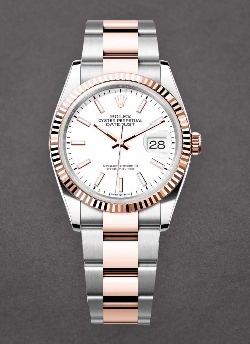 Pre-Owned Rolex Datejust 36mm in Steel with Rose Gold Fluted Bezel