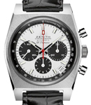 EI Primero Chronomaster 37mm Automatic in Steel on Black Crocodile Leather Strap with Panda Dial