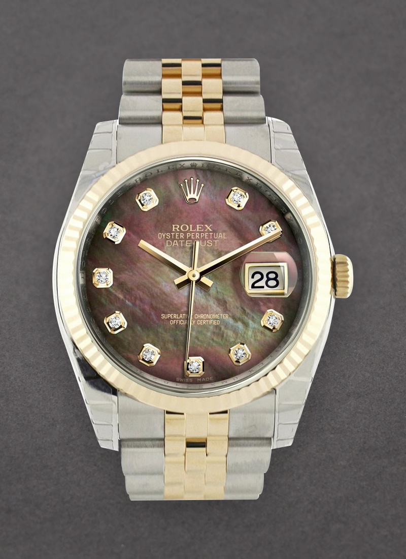 Pre-Owned Rolex Datejust 36mm in Steel with Yellow Gold Fluted Bezel