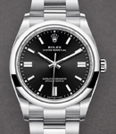 Oyster Perpetual No Date 36mm in Steel with Smooth Bezel on Oyster Bracelet with Black Index Dial
