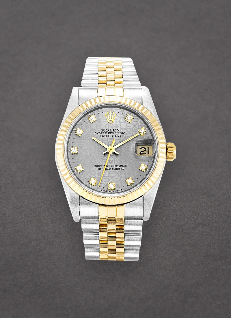 Pre-Owned Rolex Mid Size 31mm Datejust in Steel with Yellow Gold Fluted Bezel