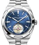 Overseas Tourbillon 42.5mm in Steel on Steel Bracelet with Blue Dial
