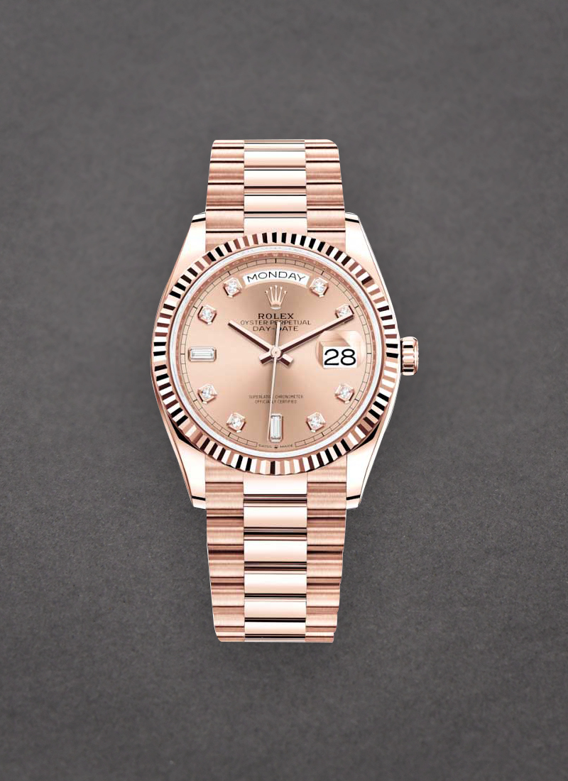 Pre-Owned Rolex President Day Date in Rose Gold with Fluted Bezel