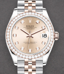 Mid Size 31mm Datejust in Steel with Rose Gold Diamond Bezel on Jubilee Bracelet with Pink Diamond Dial