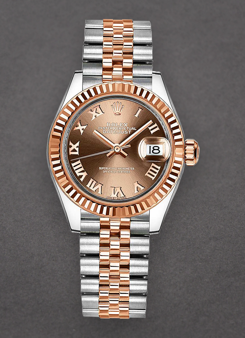 Pre-Owned Rolex Lady's Datejust 26mm in Steel with Rose Gold Fluted Bezel