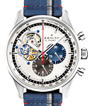 Chronomaster 1969 Men's Automatic in Steel On Blue Canvas Strap with Silver Sunray Dial