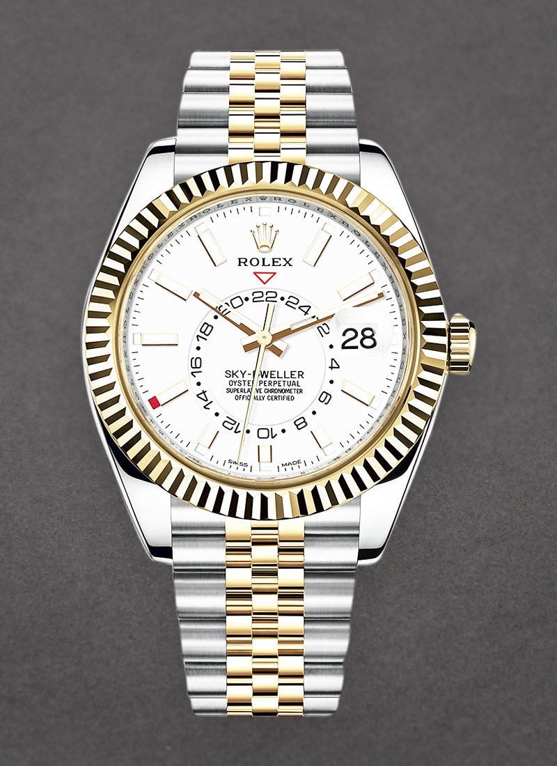 Rolex Unworn Sky Dweller 42mm in Yellow Gold with Fluted Bezel