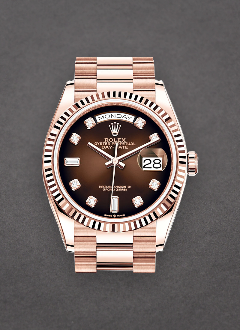 Pre-Owned Rolex President Day Date in Rose Gold with Fluted Bezel