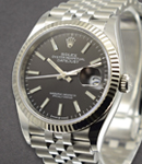 Datejust 36mm with White Gold Fluted Bezel on Jubilee Bracelet with Black Stick Dial