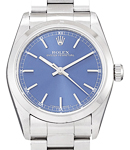 Oyster Perpetual No Date in Steel Domed Bezel on Bracelet with Blue Stick Dial
