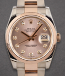 Datejust 36mm in Steel with Rose Gold Smooth Bezel on Oyster Bracelet with Pink Diamond Dial