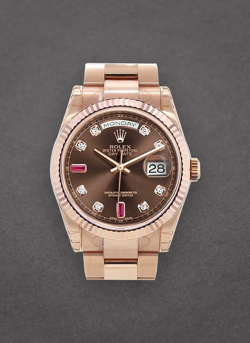 Pre-Owned Rolex Day-Date President in Rose Gold with Fluted Bezel