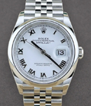 Datejust 36mm in Steel with Domed Bezel on Jubilee Bracelet with White Roman Dial