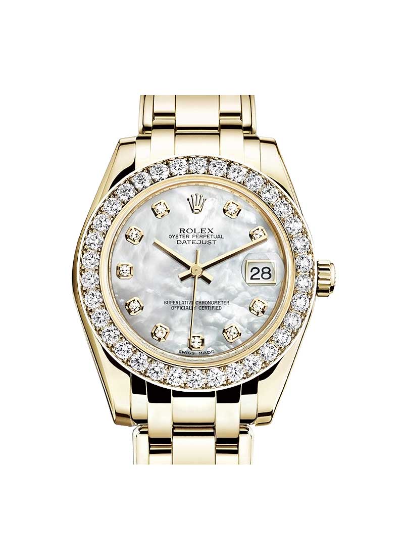 Pre-Owned Rolex Masterpiece Midsize 34mm in Yellow Gold with Diamond Bezel