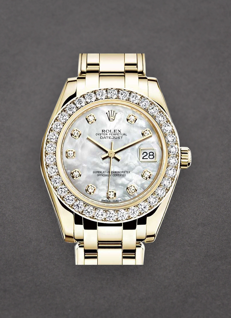 Pre-Owned Rolex Masterpiece Midsize 34mm in Yellow Gold with Diamond Bezel