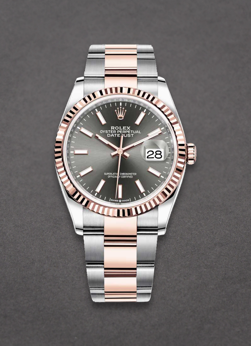 Pre-Owned Rolex Datejust 36mm in Steel with Rose Gold Fluted Bezel