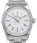 Mid Size Oyster Perpetual in Steel with Domed Bezel on Oyster Bezel with White Roman Dial
