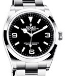 Explorer I 36mm in Steel with Smooth Bezel on Oyster Bracelet with Black Dial Arabic at 3, 6, 9