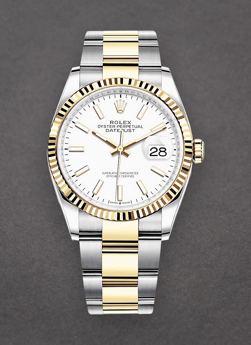 Pre-Owned Rolex Datejust 36mm in Steel with Yellow Gold Fluted Bezel