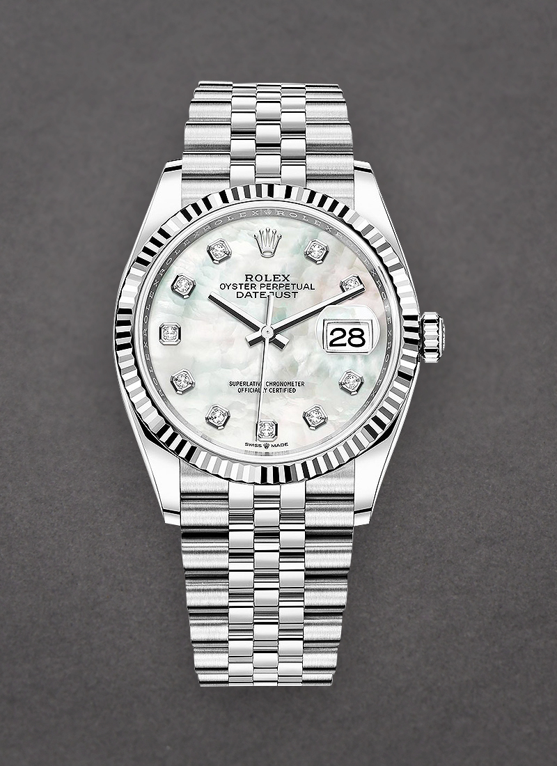 Pre-Owned Rolex Datejust 36mm with White Gold Fluted Bezel