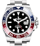 GMT Master II in Steel with Blue and Red Ceramic Bezel - PEPSI on Oyster Bracelet with Black Index Dial
