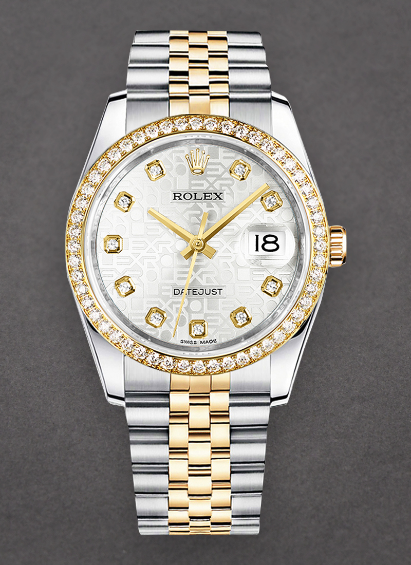 Pre-Owned Rolex Datejust 36mm in Steel with Yellow Gold Diamond Bezel