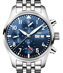 Pilot Chronograph 41mm Automatic in Steel on Steel Bracelet with Blue Dial