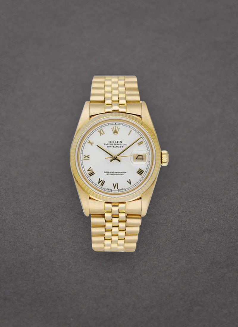 Pre-Owned Rolex Datejust 36mm in Yellow Gold with Fluted Bezel - Circa 1980