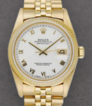 Datejust 36mm in Yellow Gold with Fluted Bezel - Circa 1980 on Jubilee Bracelet with White Roman Dial