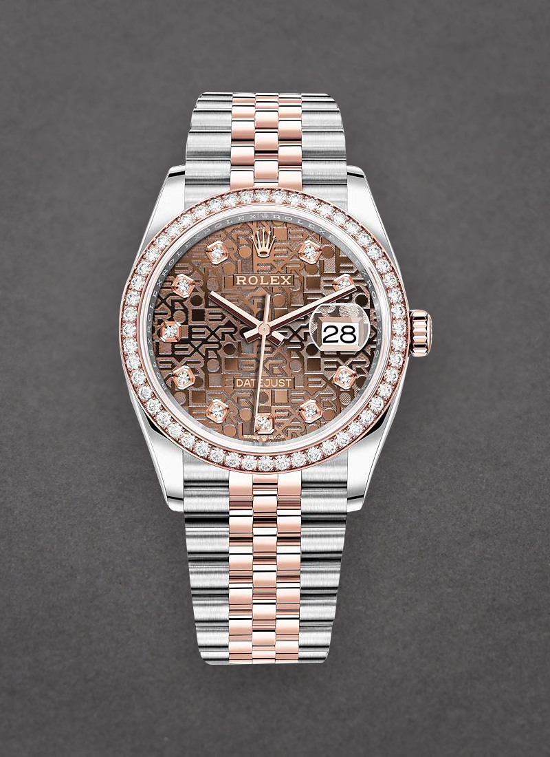 Pre-Owned Rolex Datejust 36mm in Steel with Rose Gold Diamond Bezel