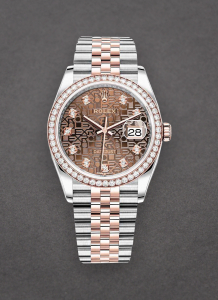 Pre-Owned Rolex 126281 Datejust 36mm in Steel with Rose Gold Diamond Bezel 126281