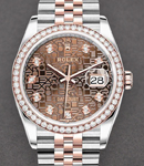 Datejust 36mm in Steel with Rose Gold Diamond Bezel on Jubilee Bracelet with Chocolate Jubilee Diamond Dial