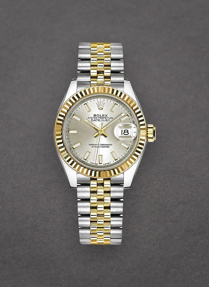 Pre-Owned Rolex Datejust Ladies 28mm in Steel with Yellow Gold Fluted Bezel