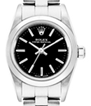 Oyster Perpetual No Date Lady's with Steel Smooth Bezel on Oyster Bracelet with Black Index Dial