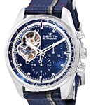 El Primero 36000 VpH Tribute to Charles Vermot 42mm in Steel on Blue Canvas Strap with Blue Dial