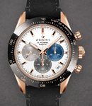 El Primero Heritage 41mm in Rose Gold with Black Bezel on Black Calfskin Leather Strap with White Dial